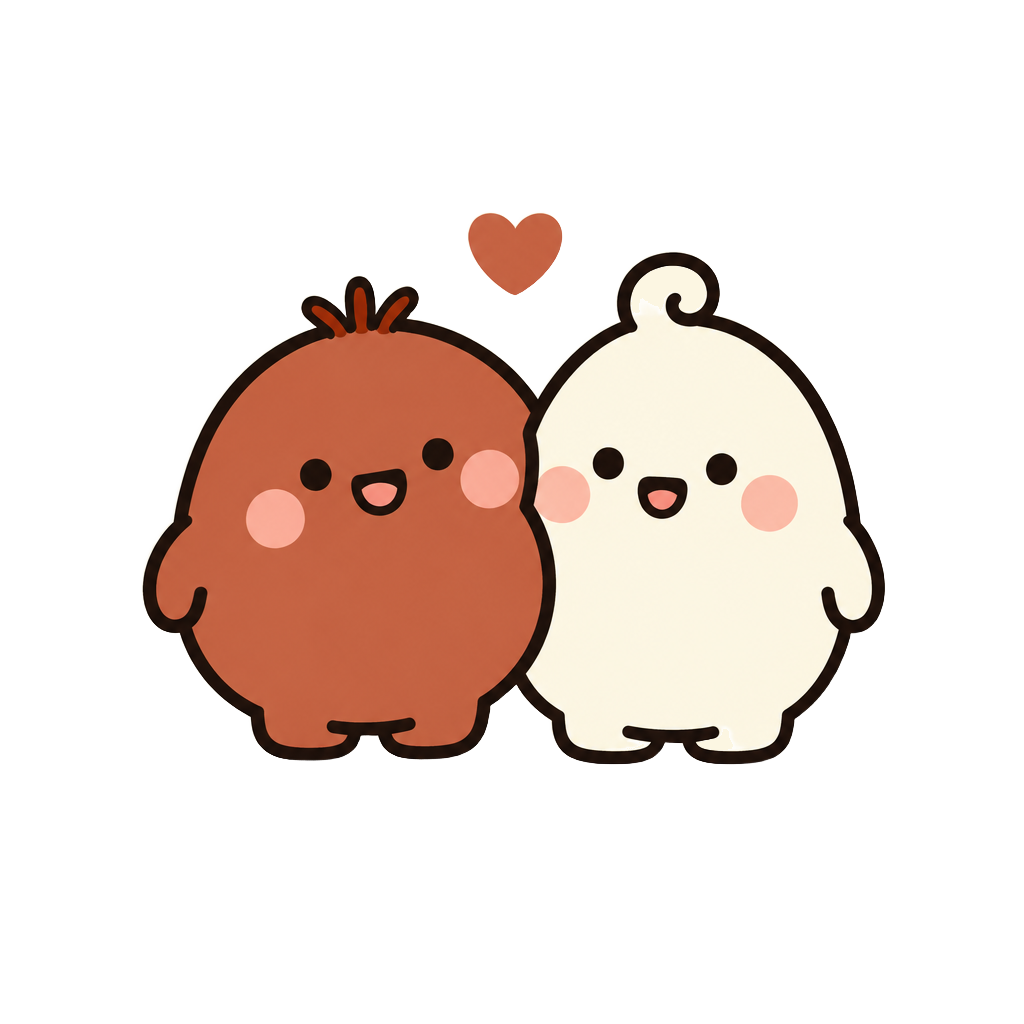 Pip and Mo, leaning on each other